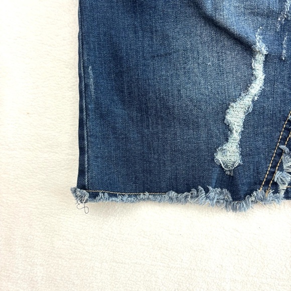 INC International Concepts Dark Blue Frayed Knee-Length Jean Pencil Skirt (16) - Picture 5 of 13